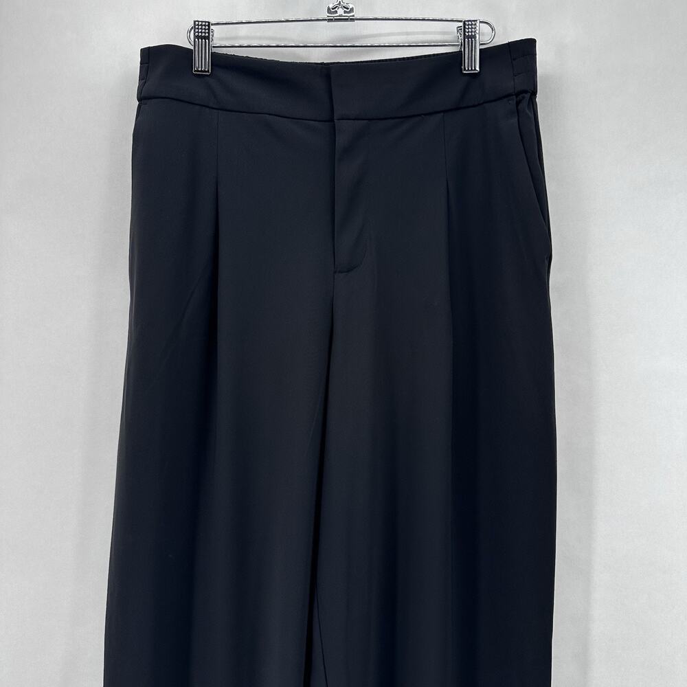 Athleta Pinnacle High Rise Trouser Womens 10 Black Wide Leg Knit Athleisure City - Picture 6 of 12